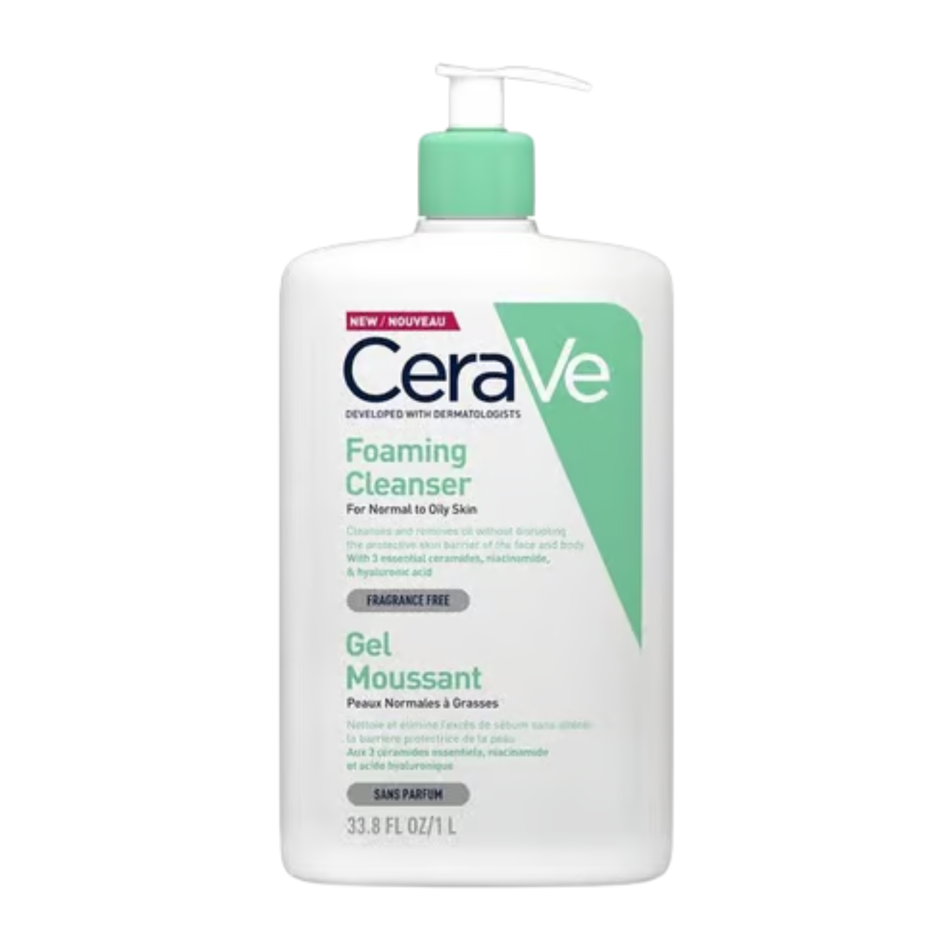 CeraVe Foaming Cleansing Gel 1000ml Face Wash for Oily Skin
