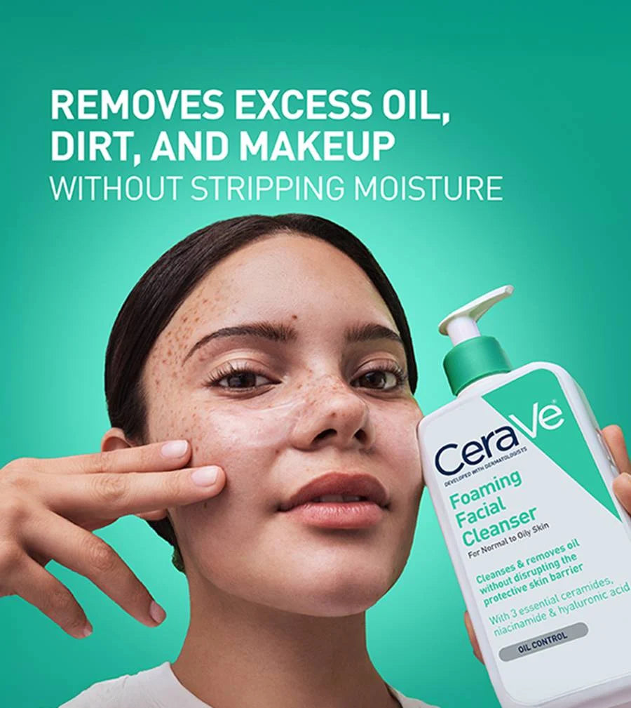 CeraVe Foaming Cleansing Gel 1000ml Face Wash for Oily Skin