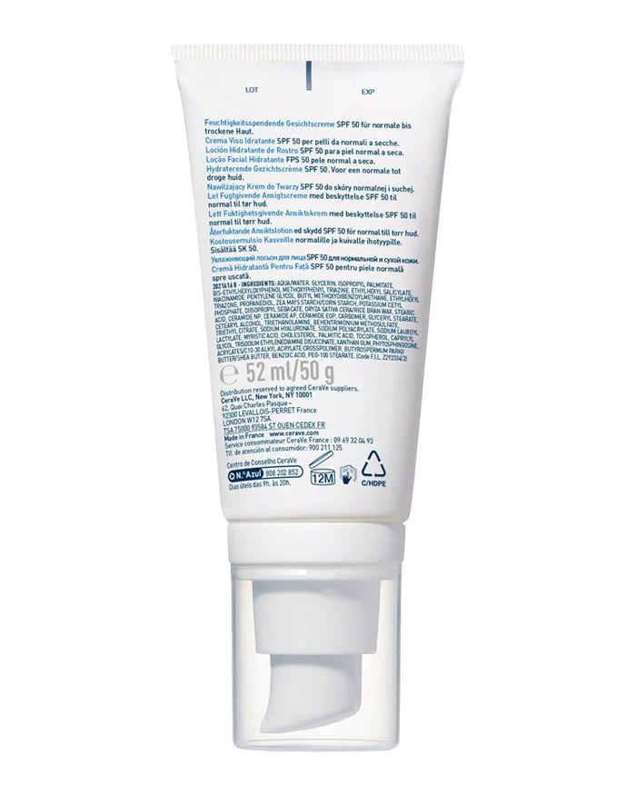 CeraVe AM Facial Moisturising Lotion with SPF 50 for Normal to Dry