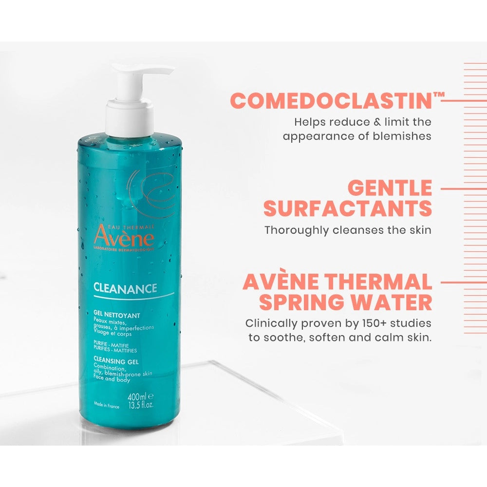 Avène Cleanance Gel Cleanser 400ml | Soap-Free Facial & Body Cleanser